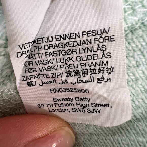 Sweaty Betty Blue Sweatshirt Mock Neck Half Zip Drop Shoulder Banded Hem Sz XXL - Picture 10 of 10